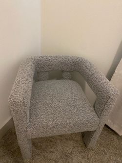 Gray Boucle Barrel Accent Chair