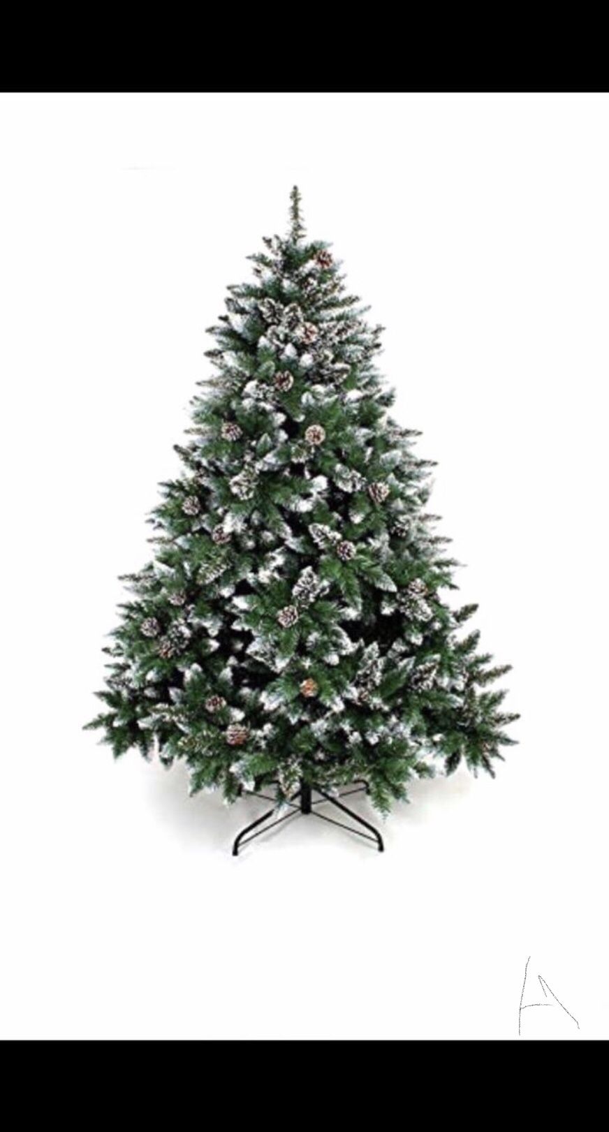 6.9’ EUC Unlit Flocked Tree w/ Pinecones “Missing thumb screws (A) L