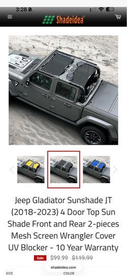 Used black Shadeidea shade set for Jeep Gladiator JT