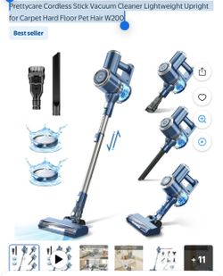 Prettycare Cordless Stick Vacuum Cleaner Lightweight Upright for Carpet Hard Floor Pet Hair W200