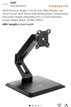 VIVO Premium Single 17 to 32 inch VESA Monitor and Touch Screen Desk Stand