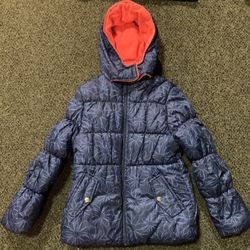 Pink Platinum girls size 10/12 fleece lined hooded puffer winter jacket coat