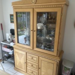 China Cabinet with Glass Doors, Buffet Hutch 