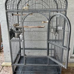 Large Rolling Bird Cage Plus Extras! 