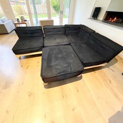 Navy Blue PB Pottery Barn Teen Modular Couch Sectional Sofa