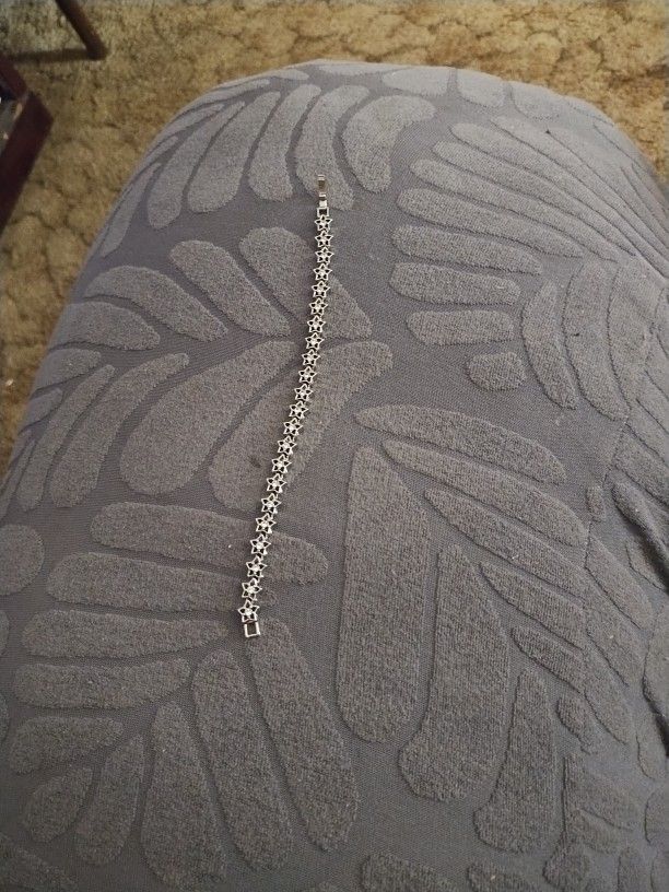 Silver Tone Star With Rhinestones Tennis Bracelet