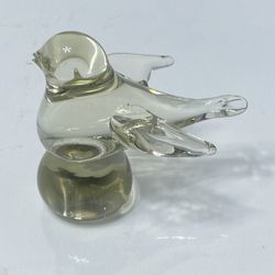Clear Blown Glass Bird Paperweight