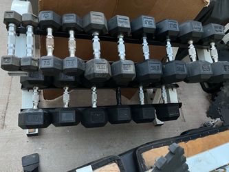 2.5-50lb Hex rubber dumbbell set weights with rack