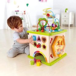 Hape Wooden Activity Cube Toddler Learning Toy