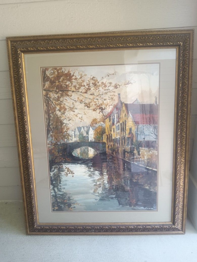 Brugge Reflections By Robert Schaar, 36" x 43" Framed