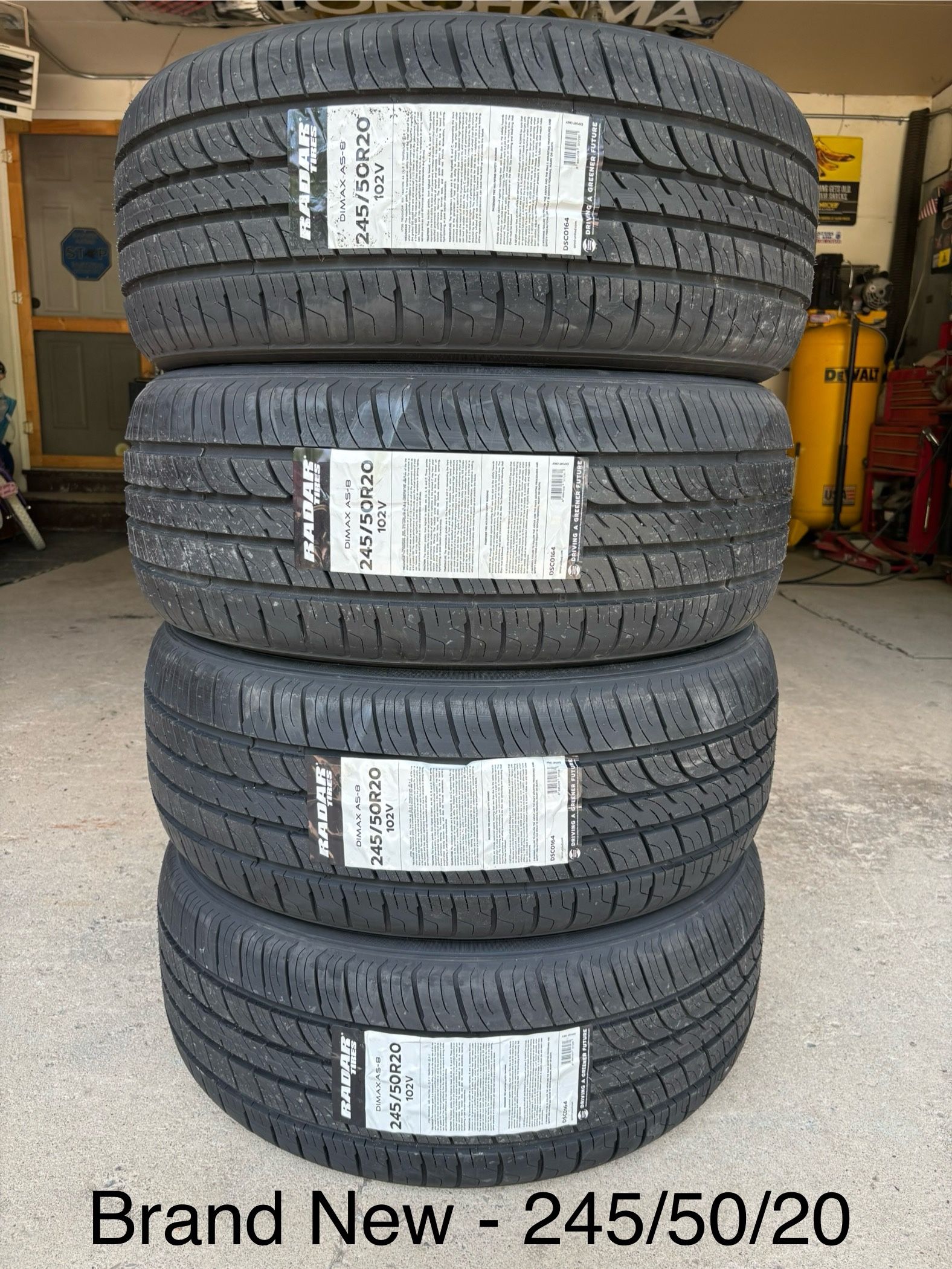 (4) - 245/50/20 Radar Dimax AS-8 Tires