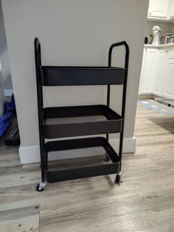 3 Tier Black Rolling Cart