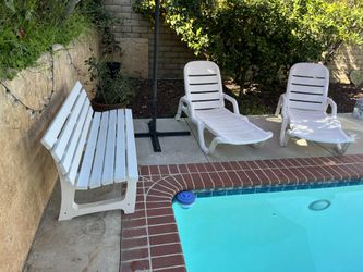 Pool Lounge, Recliners And Matching Bench