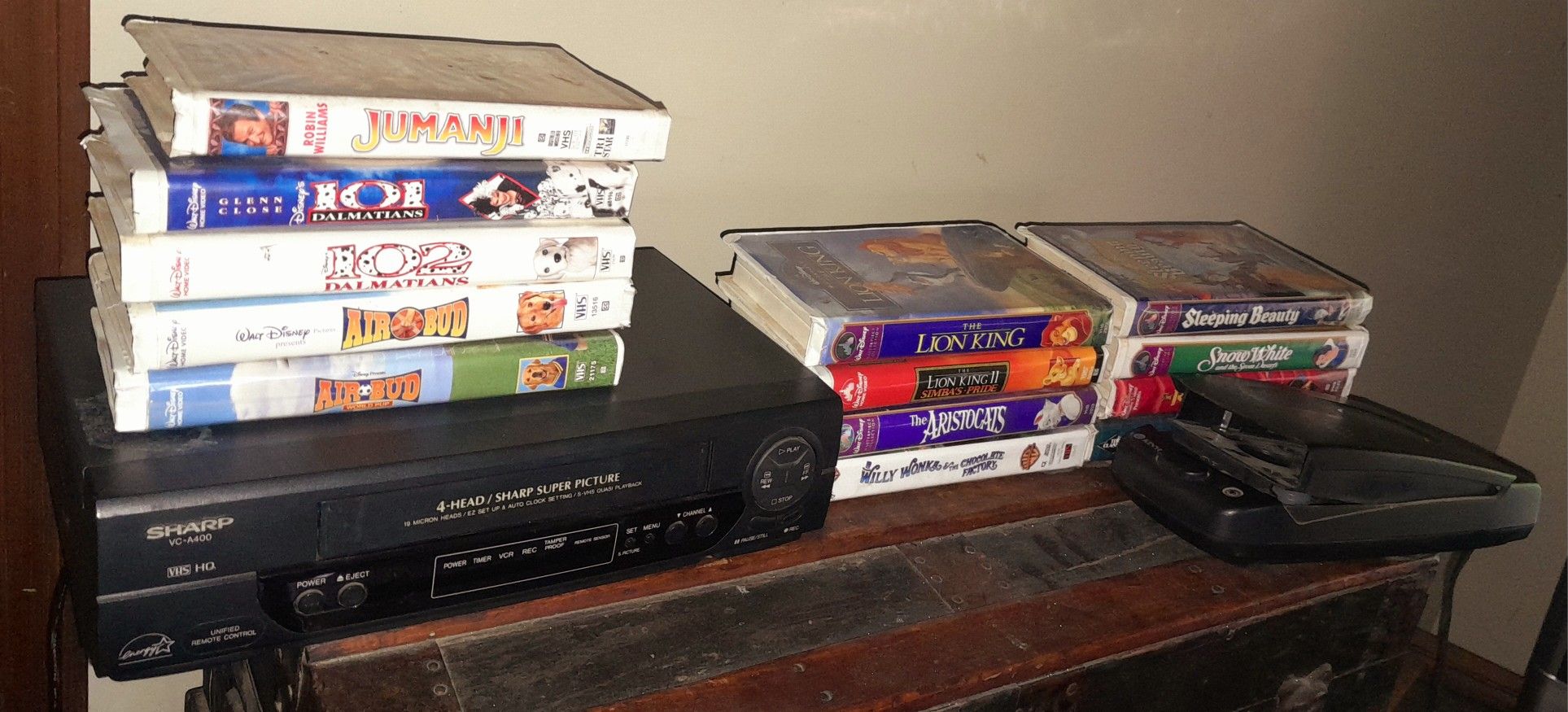 VHS player & Rewinder. Original Disney VHS with Case.