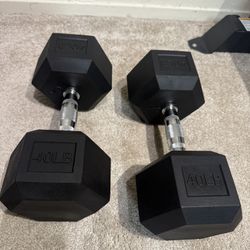 40 lbs Rubber Dumbbells 