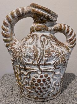 Large Grapevine Embellished Pottery Vase