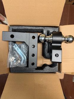 New 6" Height Adjustable Drop/Raise Aluminum Alloy Black Trailer Hitch Dual Ball Mounts Fit 2" Receiver With 2" & 2-5/16" Chrome Plated