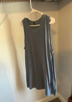 Blue sleeveless dress with pockets
