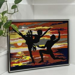 Vintage a couple dancing ballet during sunset, Ballet dancers, needlepoint