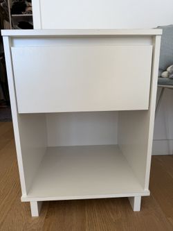 White Nightstand with Drawer and Open Shelf - 19 x 17 x 25.5in