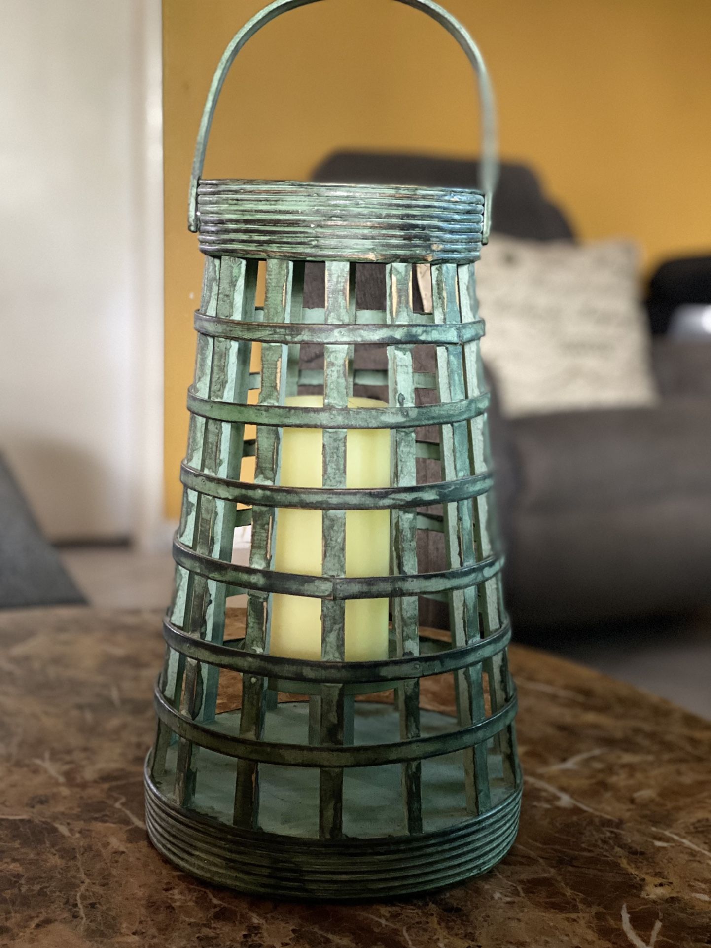 Lantern w/ Flameless Real Wax LED Pillar Candle