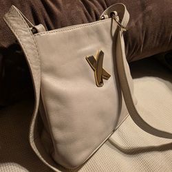 Paloma Picasso Beige Leather Crossbody Bag Shoulder Bag Purse  9" X 7" X 3" Nade In Italy