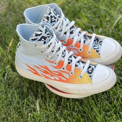 Converse Shoes Chucks Blue with Flames