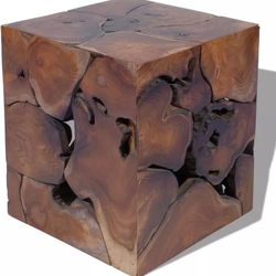 Solid Teak Wood Stool, Rustic Handmade Coffee Table