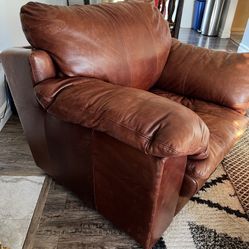 Real Leather Love Seat + Ottoman. Price Firm 