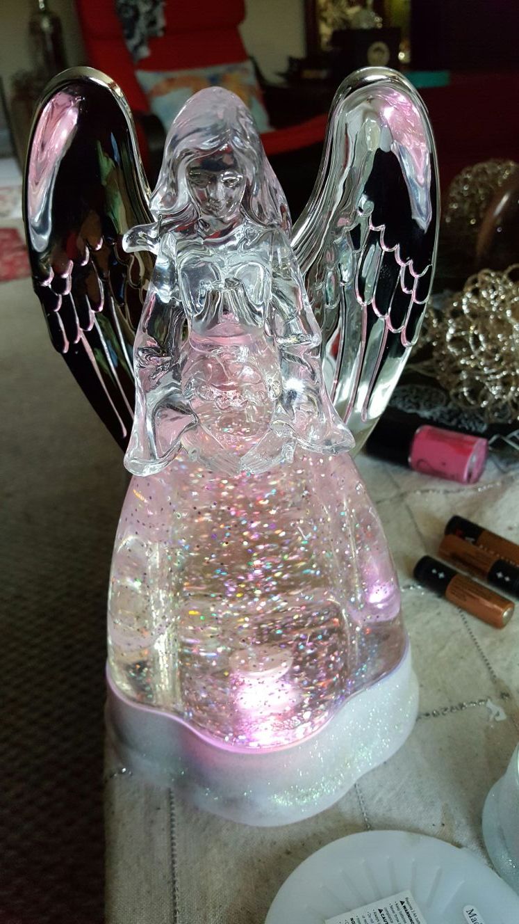 Light up angel snow globe