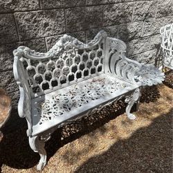 Large Antique Vintage Cast Metal Victorian Garden Bench