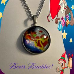 Santa Sleigh Glass Cabochon