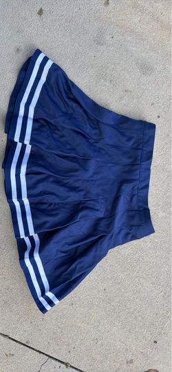 Navy Blue Pleated Skirt with White Stripes