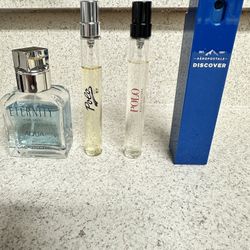 Aeropostale Discovery Travel Spray, Calvin Klein Eternity Aqua 1 Ounce, Polo Red Eau de Toilette - 0.34oz,  Polo 67 Eau de Toilette - 0.34oz,