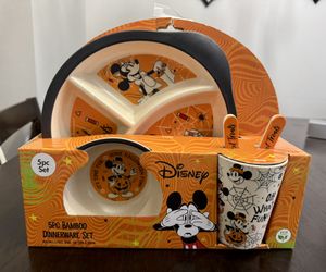 Disney Halloween Kids Bamboo Dinnerware Set – 5-Piece Eco-Friendly Mealtime Set 🎃