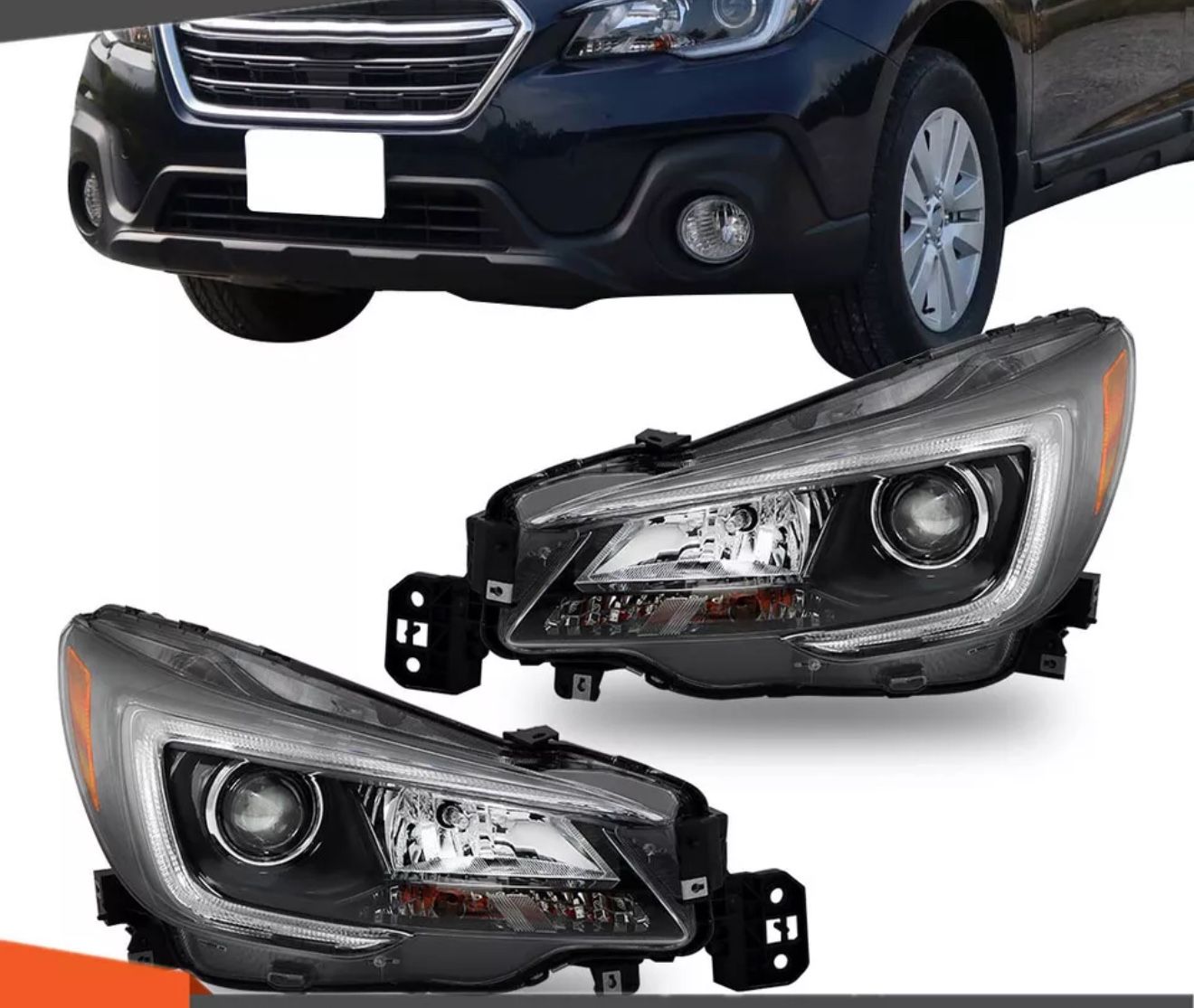 Pair Headlights Assembly 2018-19 Subaru Outback/Legacy Halogen Lights Left+Right Side