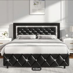 Queen Size Bed With Diamoon Black.