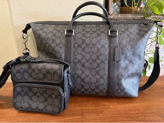 Coach Metropolitan Travel Duffle & Matching Crossbody Set - Charcoal Signature Canvas