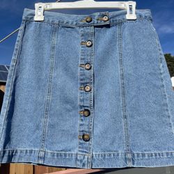 Jean button mini skirt 