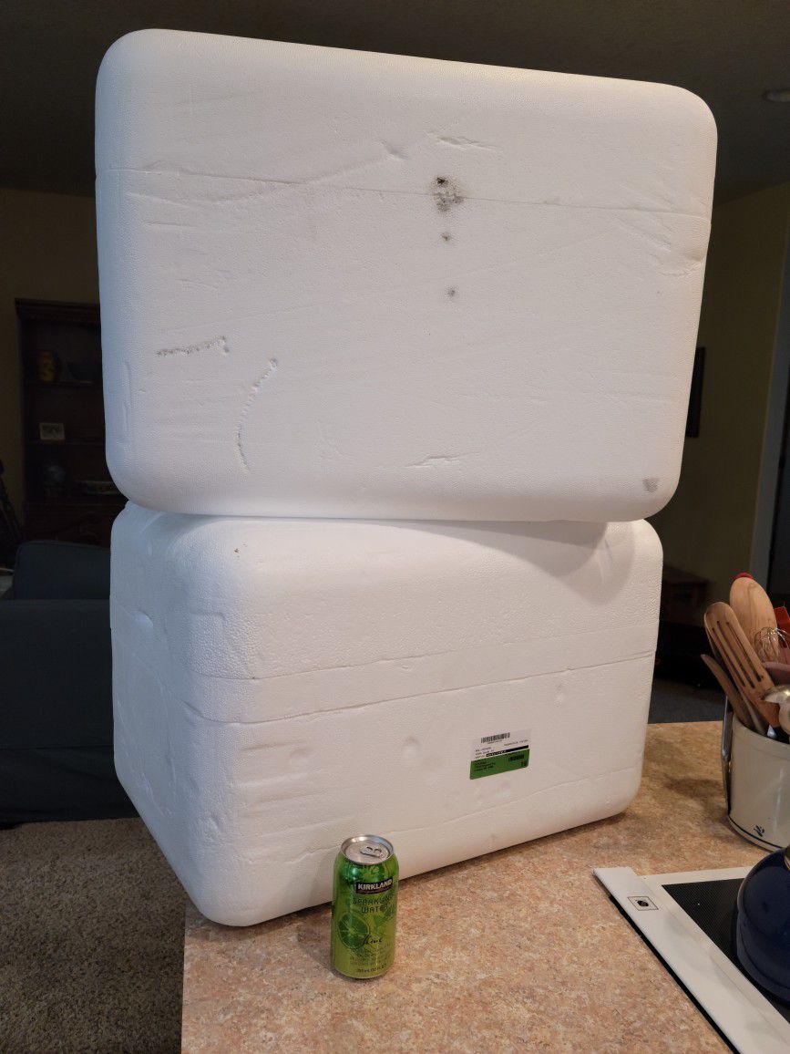 2 Styrofoam Coolers. Heavy Wall. Free.