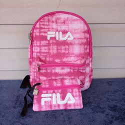 Fila Tie Dye Pink Fuchsia Hailee Mini Backpack Zip Pouch 2PC Set
