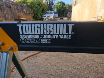 Tough built sawhorse/job site table.