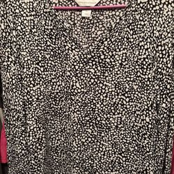 NWOT Christopher And Banks Size XL Blouse Black-And-White