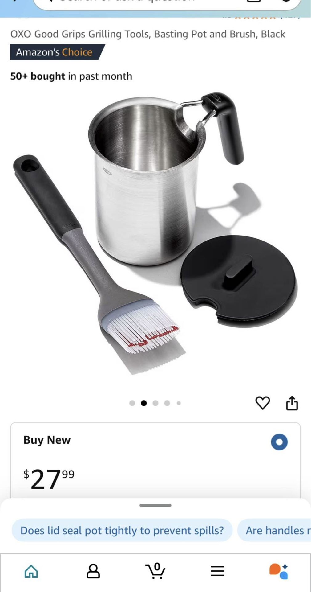 OXO Good Grips Grilling Tools, Basting Pot and Brush