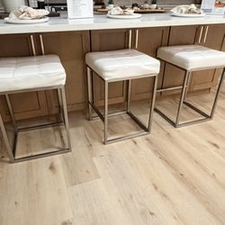 Set of 3 Upholstered Counter-Height Bar Stools