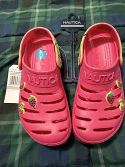 Pink Nautica strawberry crocs #crocs