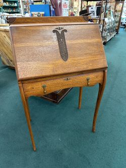 Antique Oak Drop Front Desk