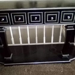 Solid black wood couch table