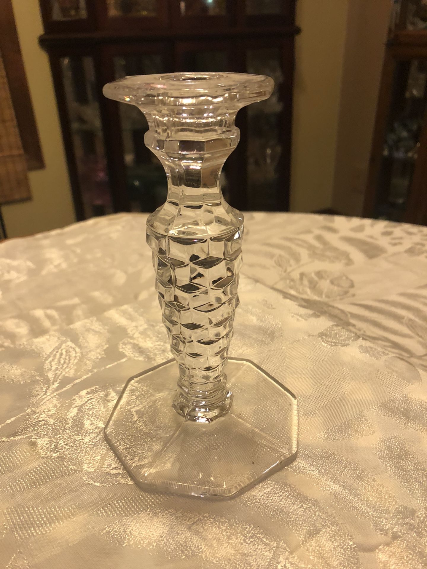 Vintage Clear Glass Candlestick Holder