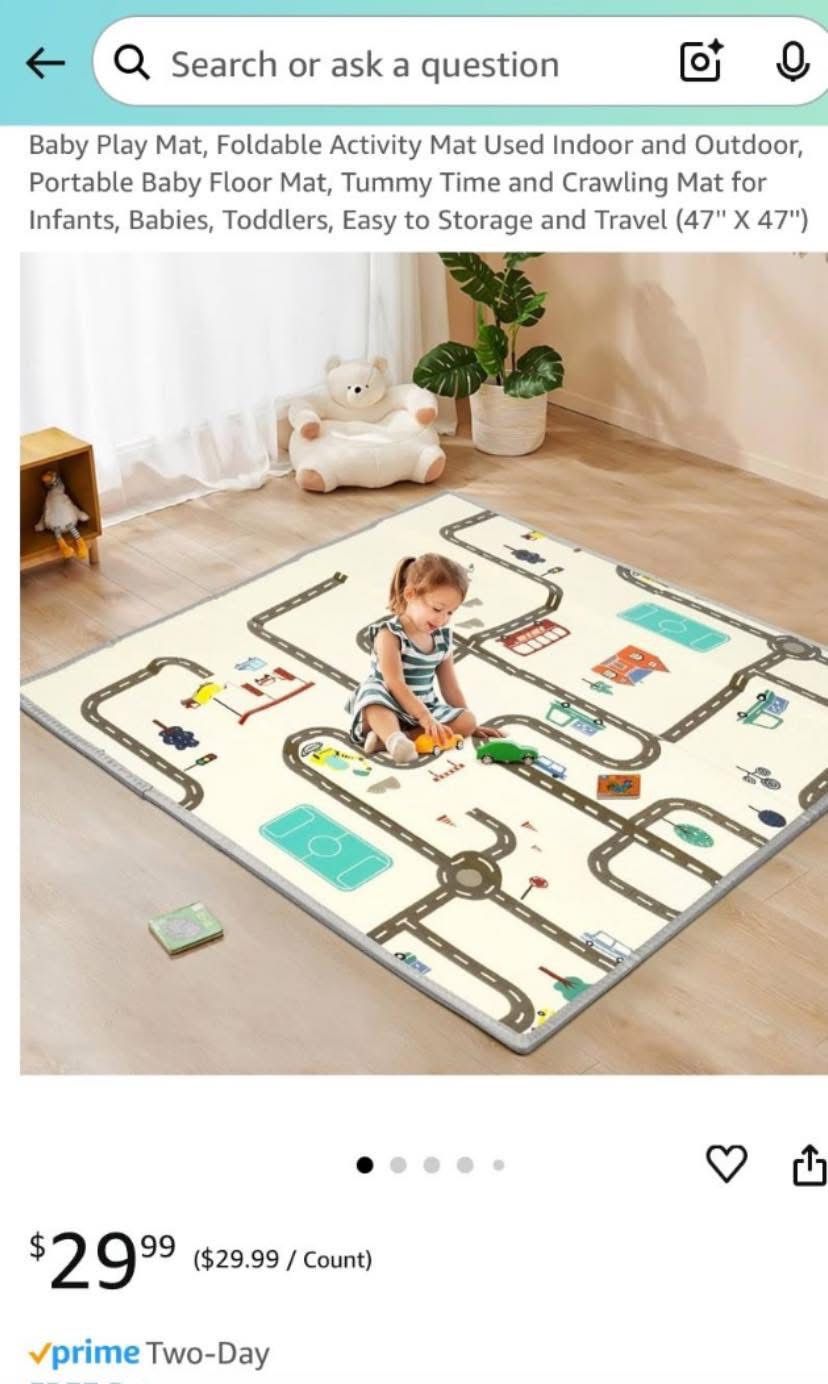 Baby Play Mat, Foldable Activity Mat Used Indoor and Outdoor, Portable Baby Floor Mat, Tummy Time and Crawling Mat for Infants, Babies, Toddlers, Easy